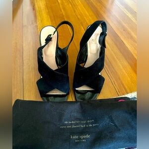 Kate Spade Black Suede Open Toe Pumps